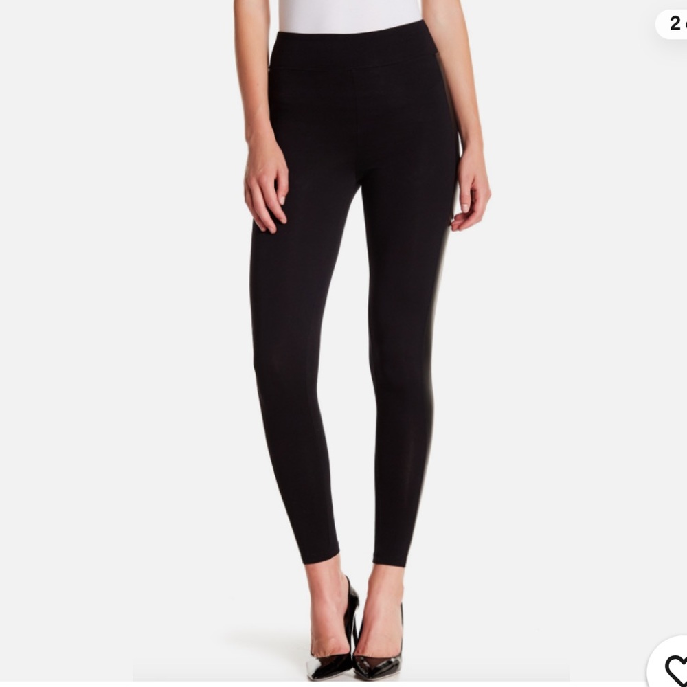 Abound Black Faux Leather Striped High Waist Leggings